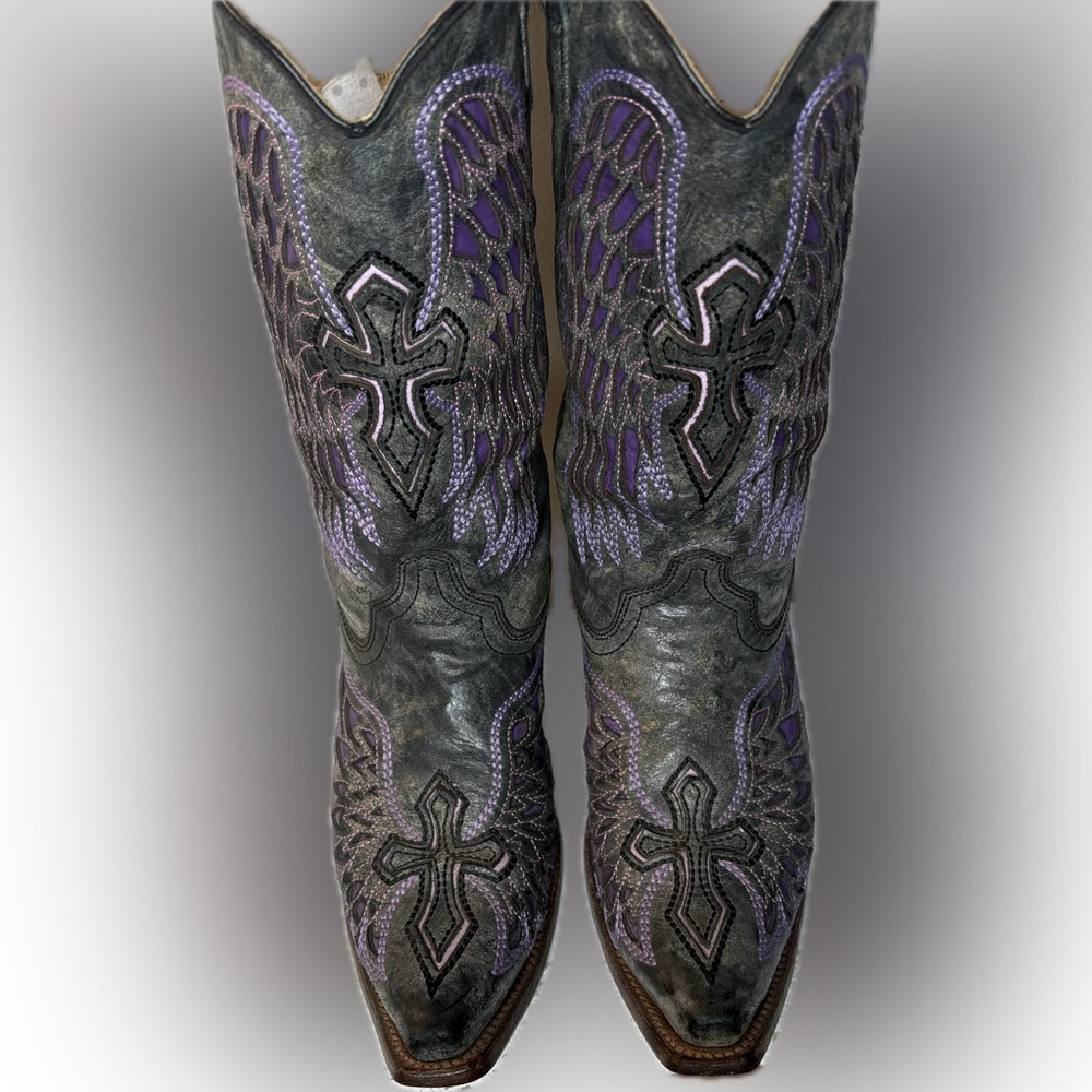 Corral Grey and Purple Genuine Leather Boots - Picture 2 of 7